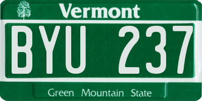 VT license plate BYU237