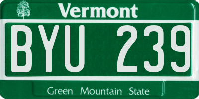 VT license plate BYU239