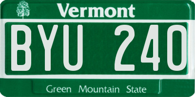 VT license plate BYU240