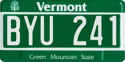 VT license plate BYU241