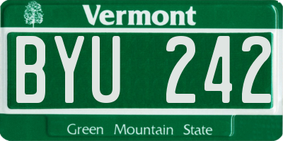 VT license plate BYU242