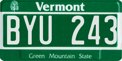 VT license plate BYU243