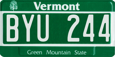 VT license plate BYU244