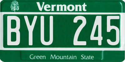 VT license plate BYU245