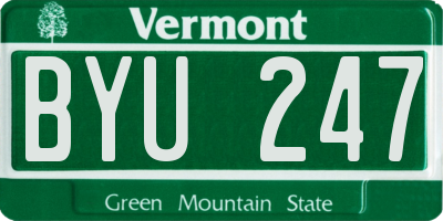 VT license plate BYU247