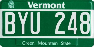 VT license plate BYU248