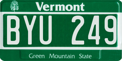 VT license plate BYU249