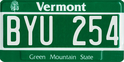 VT license plate BYU254