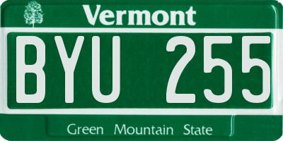 VT license plate BYU255