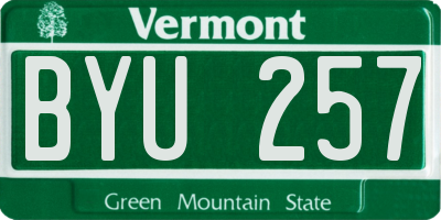 VT license plate BYU257