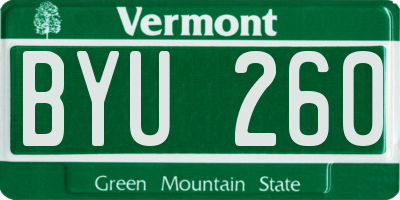 VT license plate BYU260