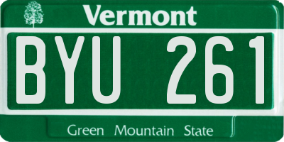 VT license plate BYU261
