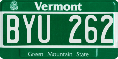 VT license plate BYU262