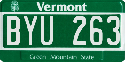 VT license plate BYU263