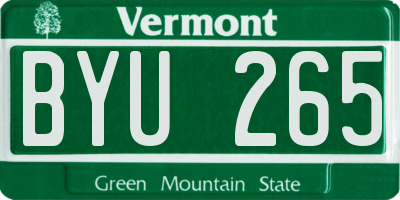 VT license plate BYU265