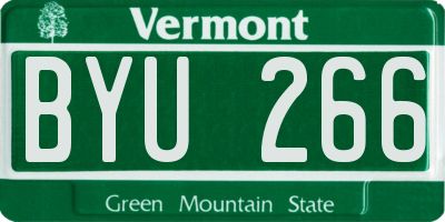 VT license plate BYU266