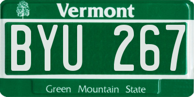 VT license plate BYU267