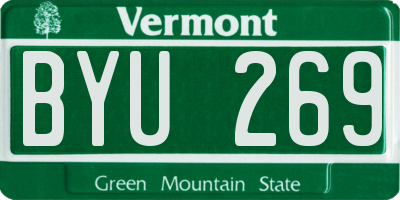 VT license plate BYU269