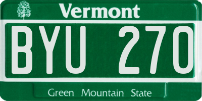 VT license plate BYU270