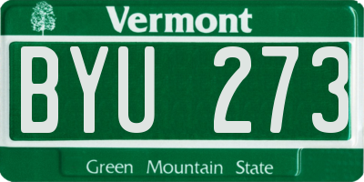VT license plate BYU273