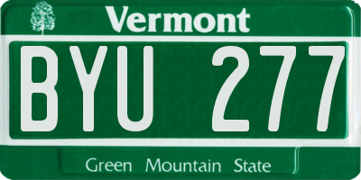 VT license plate BYU277