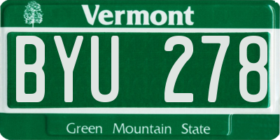 VT license plate BYU278