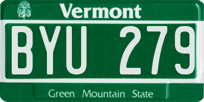 VT license plate BYU279