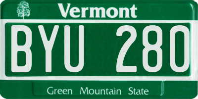 VT license plate BYU280