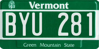 VT license plate BYU281