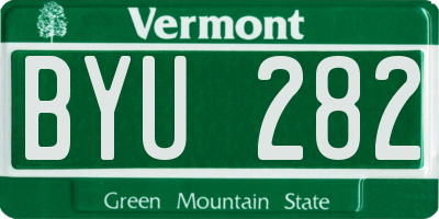 VT license plate BYU282