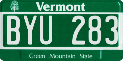 VT license plate BYU283