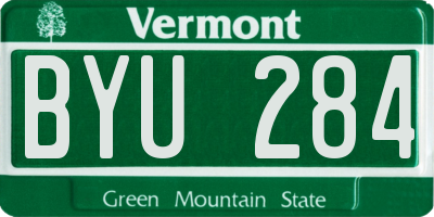 VT license plate BYU284