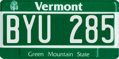 VT license plate BYU285