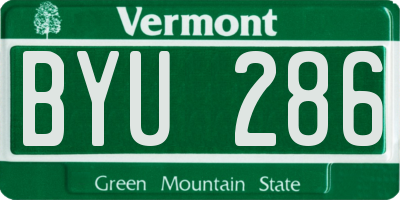 VT license plate BYU286