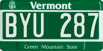 VT license plate BYU287