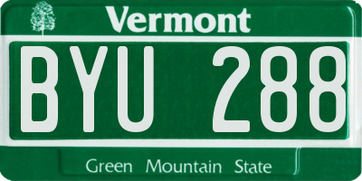 VT license plate BYU288