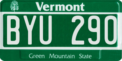 VT license plate BYU290