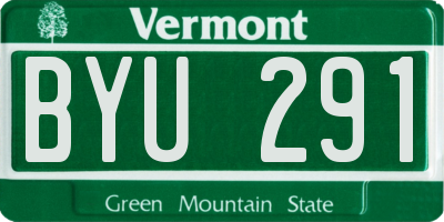 VT license plate BYU291