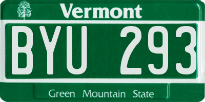 VT license plate BYU293
