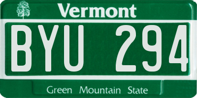 VT license plate BYU294