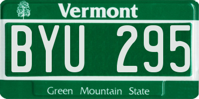 VT license plate BYU295