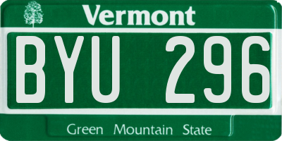 VT license plate BYU296