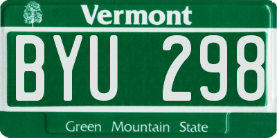 VT license plate BYU298