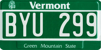 VT license plate BYU299
