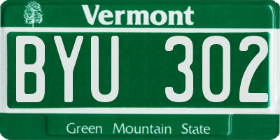 VT license plate BYU302