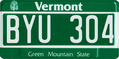 VT license plate BYU304