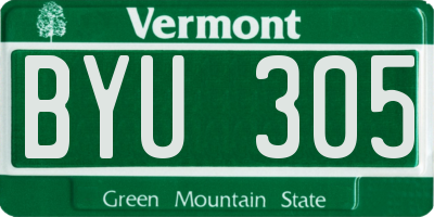 VT license plate BYU305
