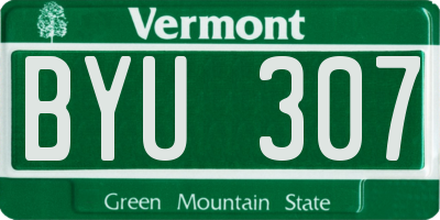 VT license plate BYU307