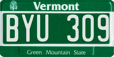 VT license plate BYU309