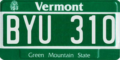 VT license plate BYU310